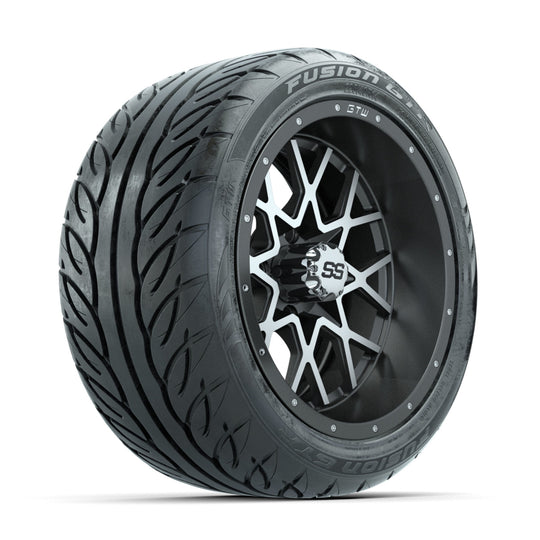 GTW Vortex Machined/Matte Grey 14 in Wheels with 225/40-R14 Fusion GTR Street Tires ‚Äì Full Set