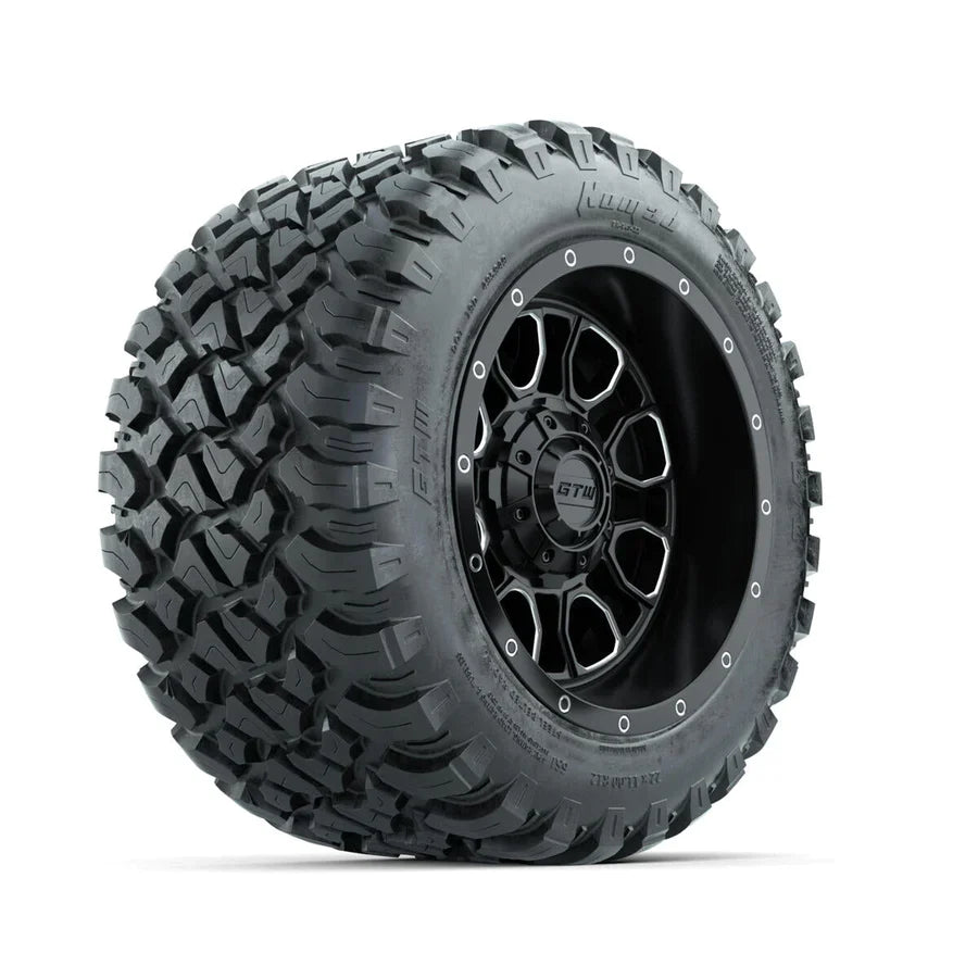 Set of (4) 12 in GTW¬Æ Volt Machined & Black Wheels with 22x11-R12 Nomad All-Terrain Tires