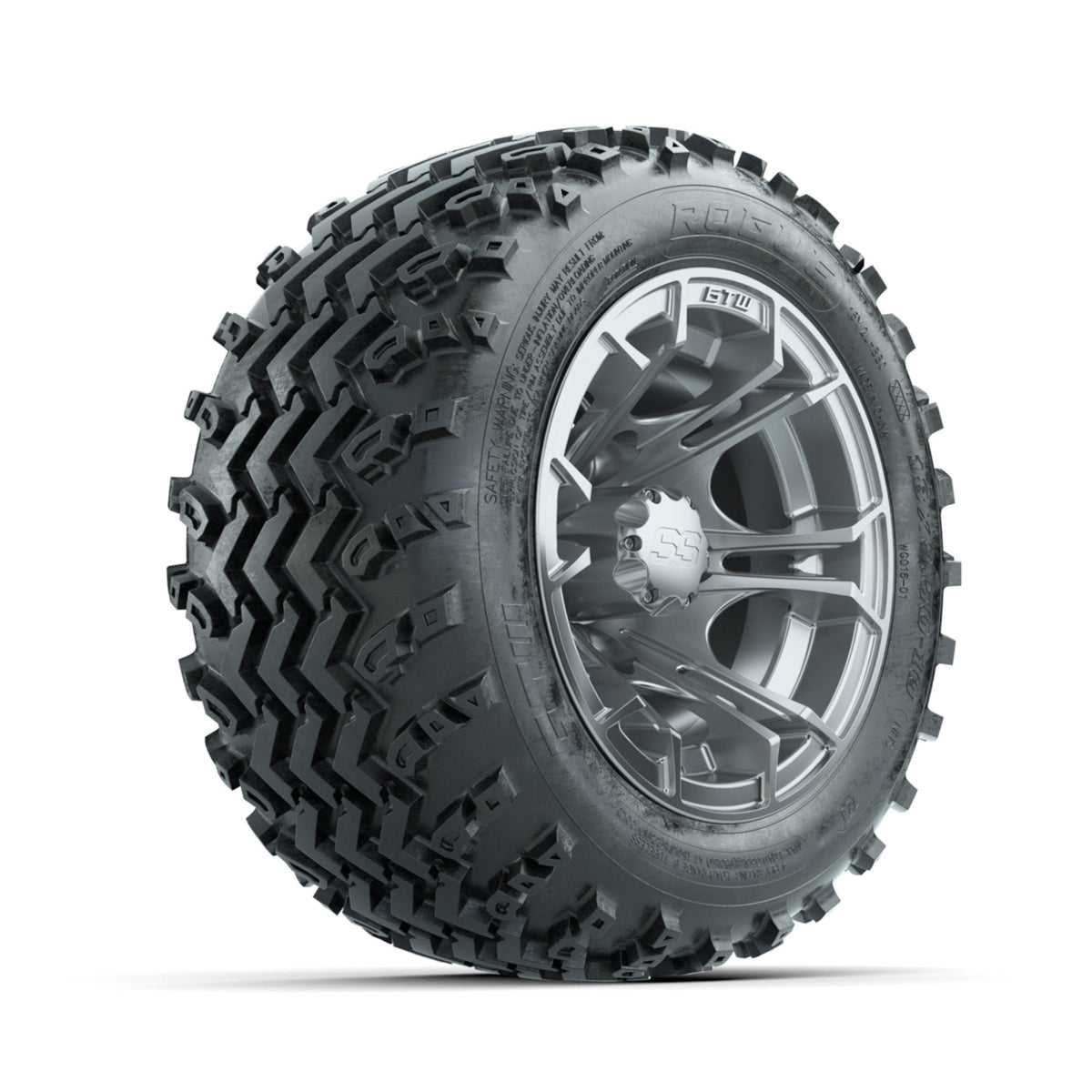 GTW Spyder Silver 10 in Wheels with 18x9.50-10 Rogue All Terrain Tires ‚Äì Full Set