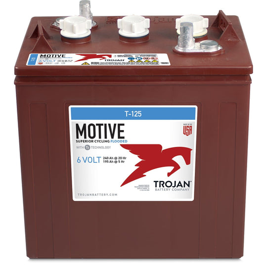 Trojan Motive T-125 GC2 6V 240Ah Deep Cycle Flooded Lead Acid Battery