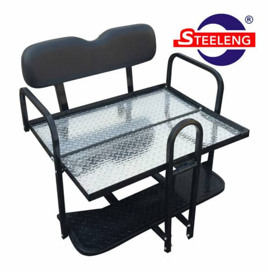 STEELENG Rear Flip Seat Frame for EZGO TXT (1996-up) w/SGC Cushion Set - Black