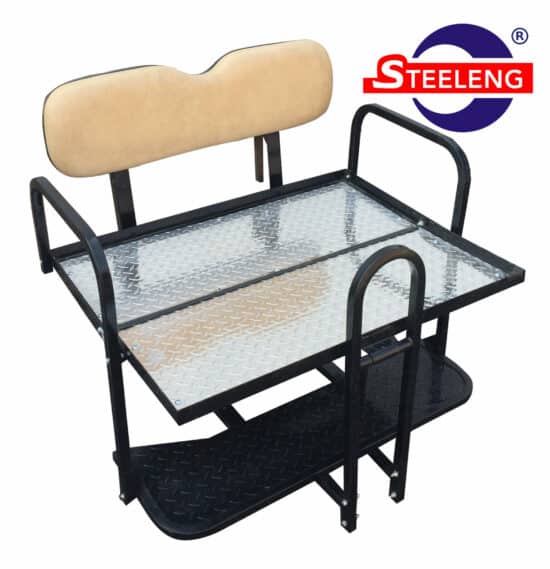 Rear Flip Seat For EZGO Medalist/TXT 1994-Present Model (Tan Cushion w/t Grab Bar Attachment)