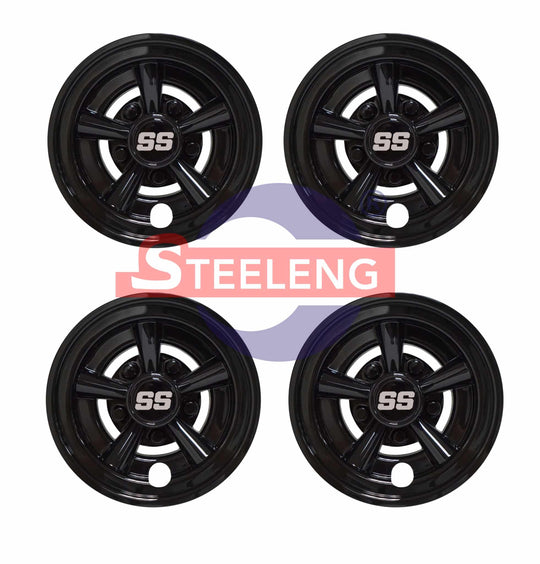 8″ Wheel Covers Glossy Black finish SS design (SET OF 4) - WC0802