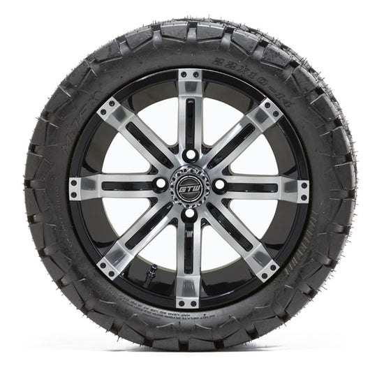14" GTW Tempest Black and Machined Wheels with 22" Timberwolf Mud Tires  Set of 4