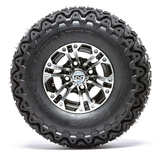 10" GTW Specter Black and Machined Wheels with 22" Predator A/T Tires Set of 4