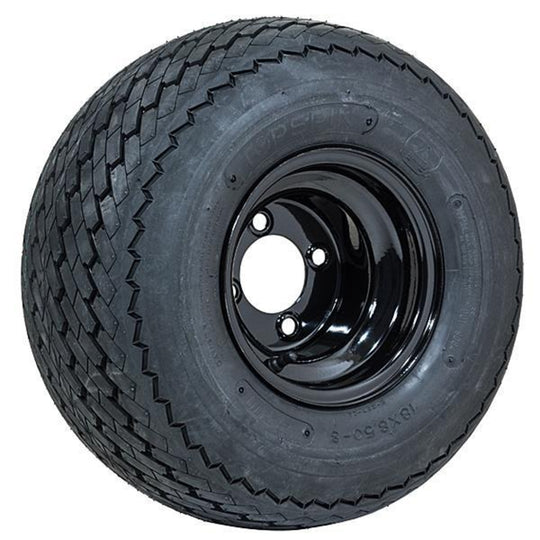 8" GTW Topspin Tire & Black Steel Wheel Assembly
