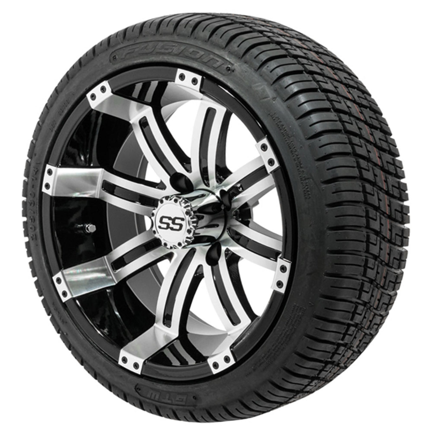 14" GTW Tempest Black and Machined Wheels with 18" Fusion DOT Street Tires "‚Äú Set of 4