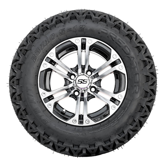 12" GTW Specter Black and Machined Wheels with 22" Timberwolf Mud Tires  Set of 4