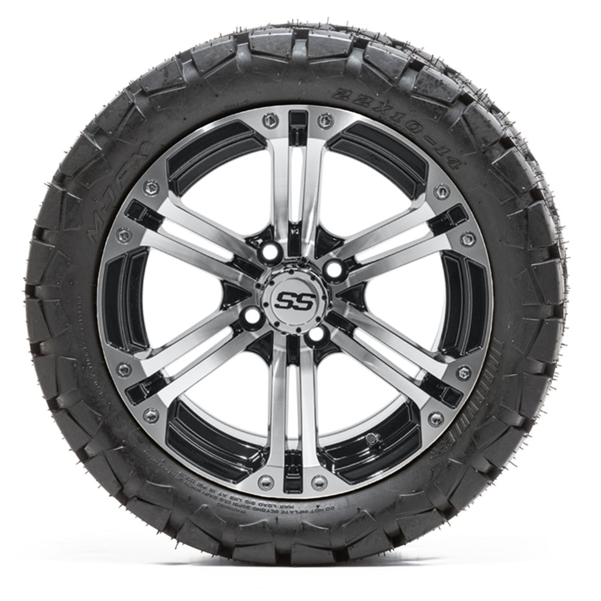 14" GTW Specter Black and Machined Wheels with 22" Timberwolf Mud Tires "‚Äö√Ñ√∫ Set of 4