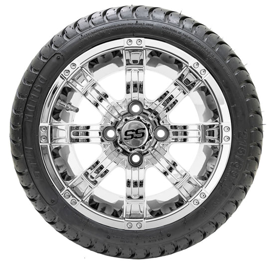 12" GTW Tempest Chrome Wheels with 18" Mamba DOT Street Tires  Set of 4