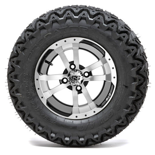 12" GTW Storm Trooper Black and Machined Wheels with 23" Predator A/T Tires  Set of 4