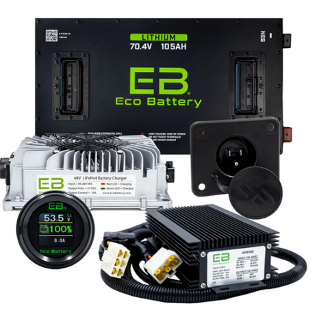 Eco Battery 70V 105Ah Lithium Bundle Kit with Charger & Optional 12V Converter