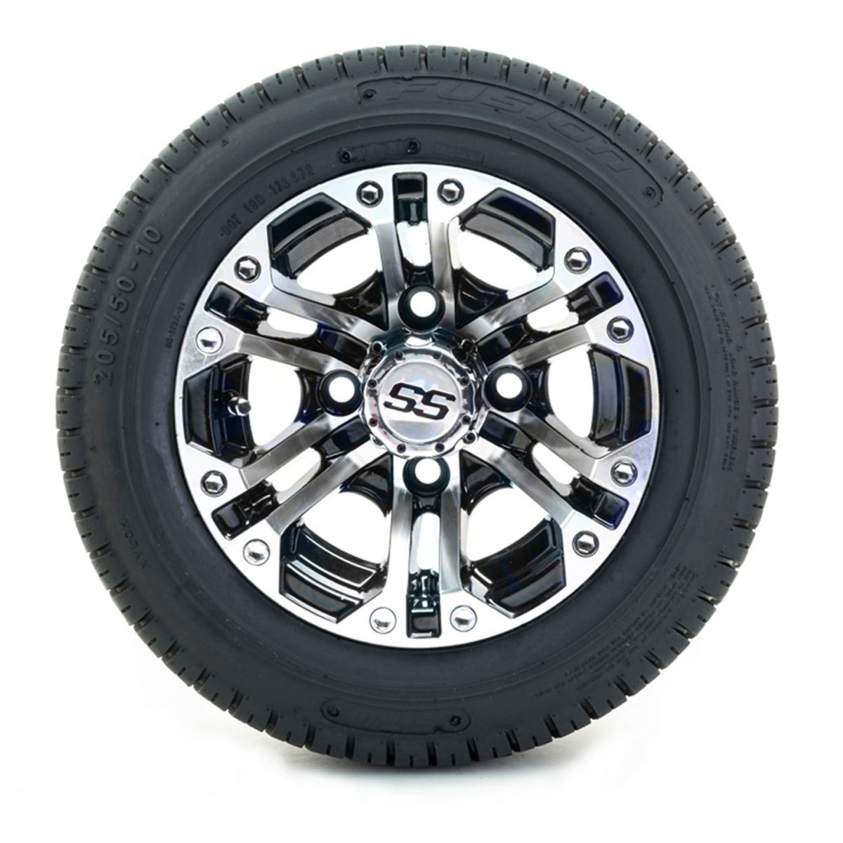 10" GTW Specter Black and Machined Wheels with Fusion DOT Street Tires "‚Äö√Ñ√∫ Set of 4