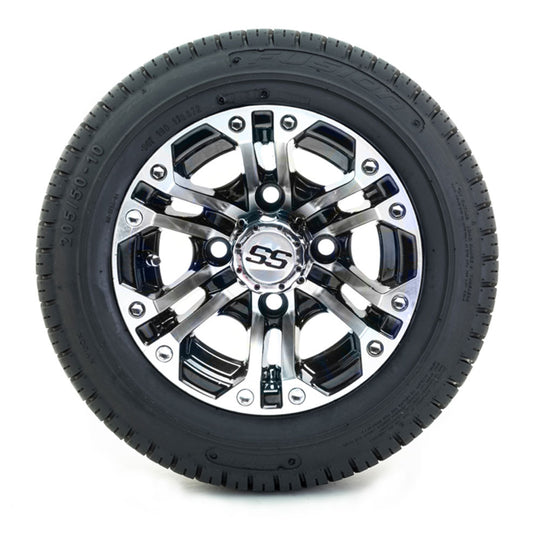 10" GTW Specter Black and Machined Wheels with Fusion DOT Street Tires Set of 4