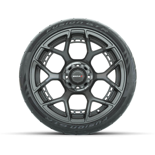 Set of (4) 15" Inch MadJax Flow Form Evolution Gunmetal Wheels with GTW Fusion GTR Street Tires