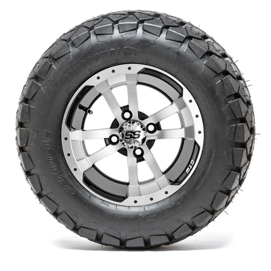 12" GTW Storm Trooper Black and Machined Wheels with 22" Timberwolf Mud Tires  Set of 4