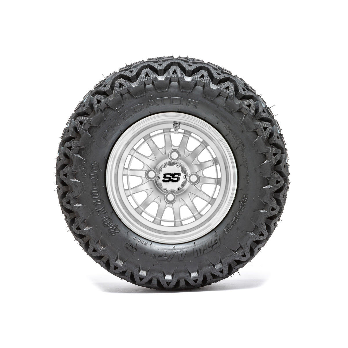 10" GTW Medusa Silver and Machined Wheels with 20" Predator A/T Tires "‚Äö√Ñ√∫ Set of 4
