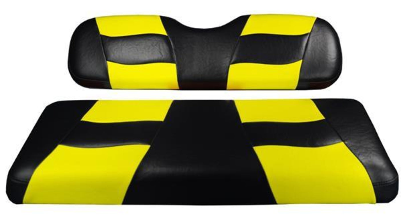 MadJax¬¨√Ü Riptide Black/Yellow Two-Tone E-Z-GO TXT & RXV Front Seat Covers