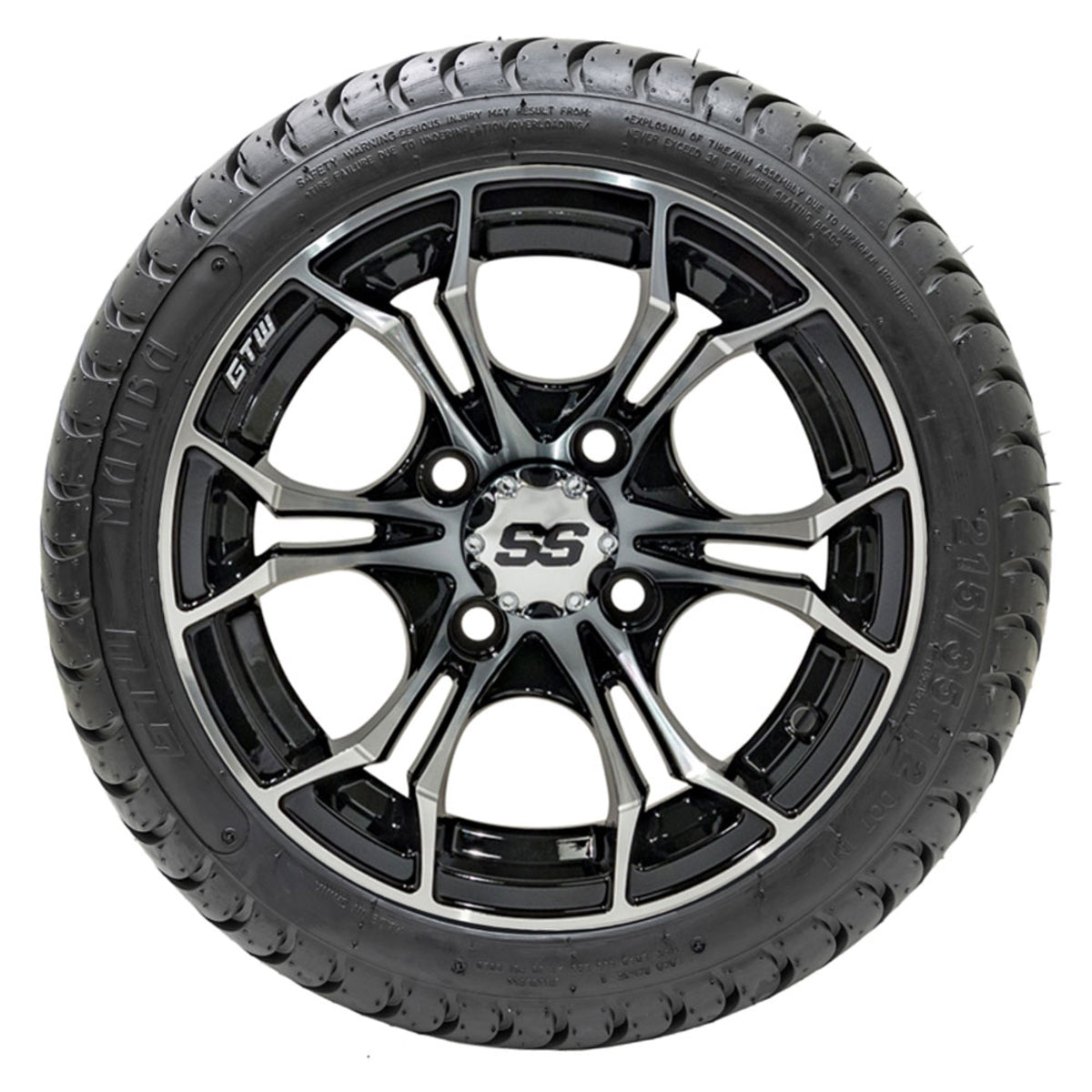 12" GTW Spyder Black and Machined Wheels with 18" DOT Mamba Street Tires "‚Äú Set of 4