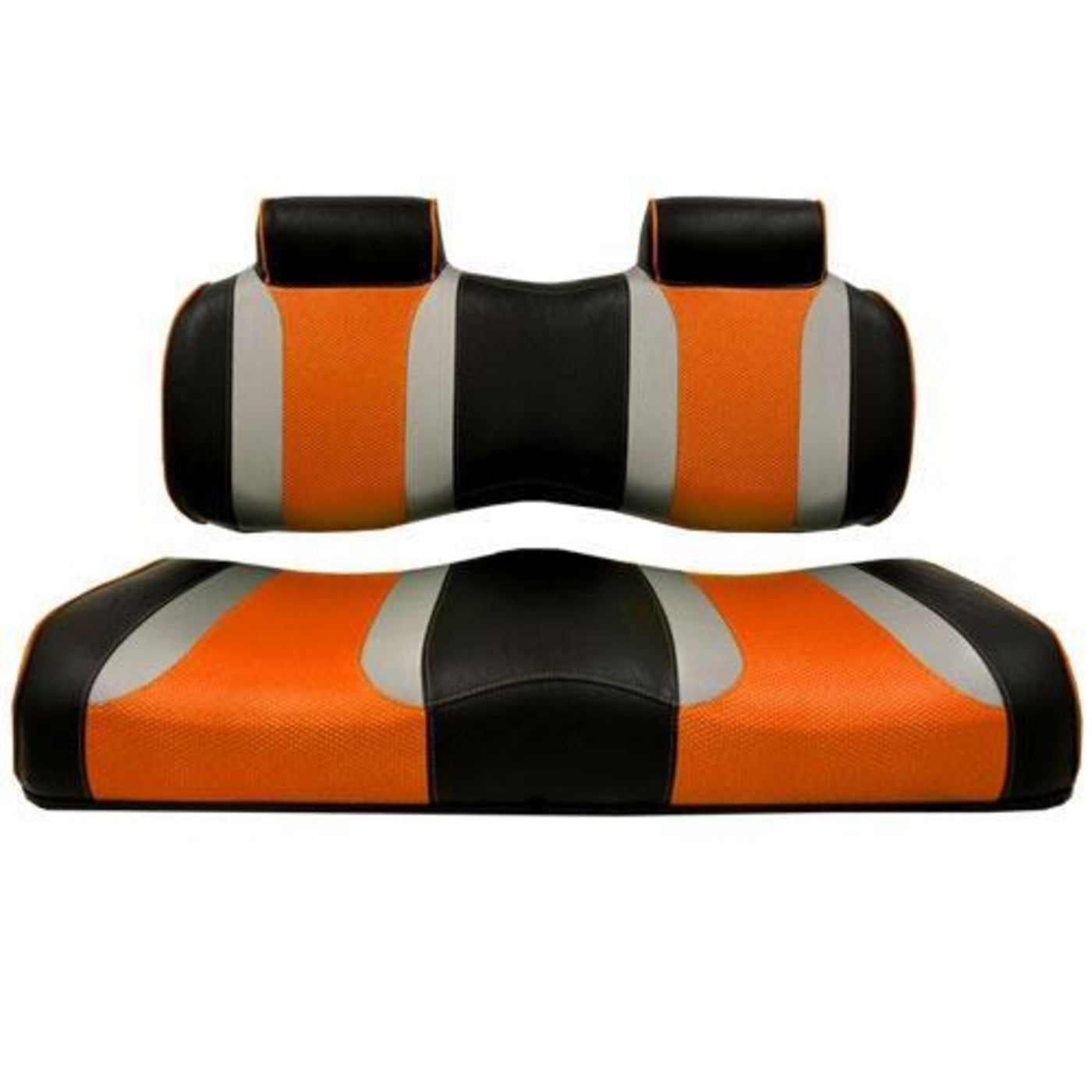 MadJax¬¨√Ü Tsunami Black"‚Äö√Ñ√∫Liquid Silver w/ Orange Wave Club Car Front Seat Cushions