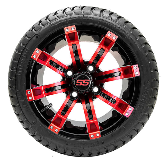 12" GTW Tempest Black and Red Wheels with 18" Mamba DOT Street Tires  Set of 4
