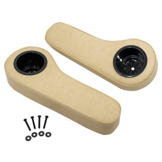 Set of (2) Club Car Precedent Beige Rear Seat Armrest Cushion Set W/ Cupholders (Fits 2004-Up)