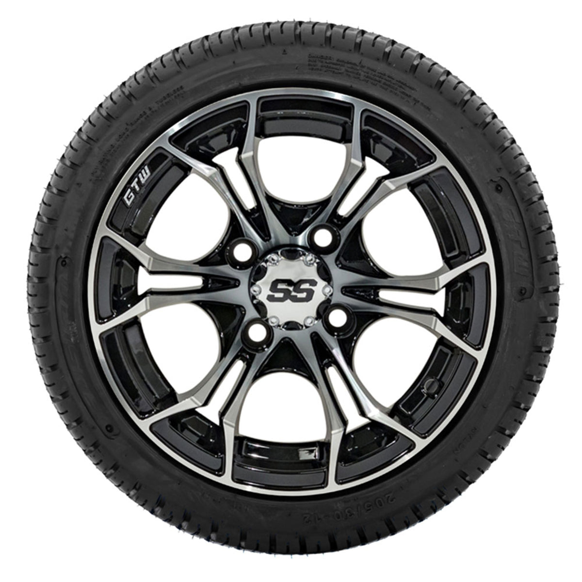 12" GTW Spyder Machined and Black Wheels with 18" Fusion DOT Street Tires "‚Äö√Ñ√∫ Set of 4