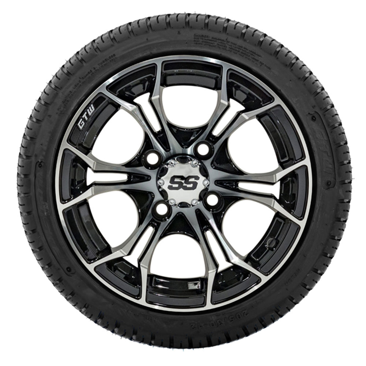 12" GTW Spyder Machined and Black Wheels with 18" Fusion DOT Street Tires "‚Äú Set of 4