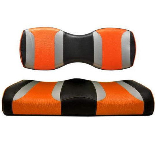 MadJax Tsunami Black W/ Liquid Silver Rush &; Orange Wave Custom Rear Seat Cushion Assembly (Years Genesis 250 /