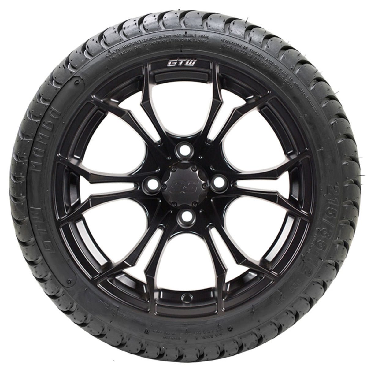 12" GTW Spyder Matte Black Wheels with 18" Mamba DOT Street Tires "‚Äö√Ñ√∫ Set of 4