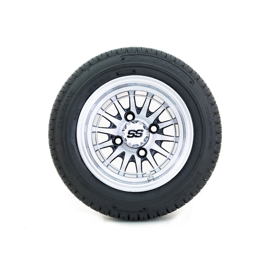 10" GTW Medusa Black and Machined Wheels with Fusion DOT Street Tires " Set of 4