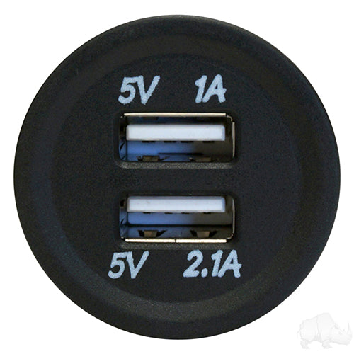 Power Socket, USB Dual Port 1A/2.1A 12-48V