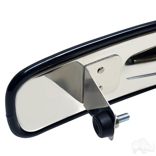 Universal 180 Degree Convex Golf Cart Mirror - Stainless Steel / Roof Mount