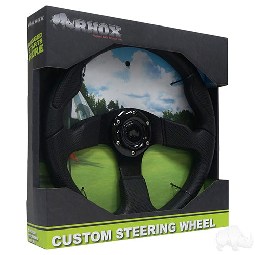 Golf Cart Steering Wheel - Formula GT -13" Diameter (Black Grip/Black Spokes)