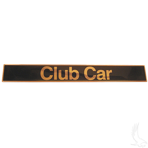 Club Car DS Golf Cart Front Name Plate/Emblem - Black/Gold (1982+)