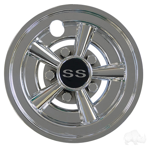 8" SS Chrome Golf Cart Wheel Cover/Hub Cap