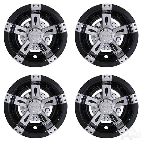 RHOX Golf Cart Wheel Cover- SET OF 4 - 8" Vegas Chrome/Black