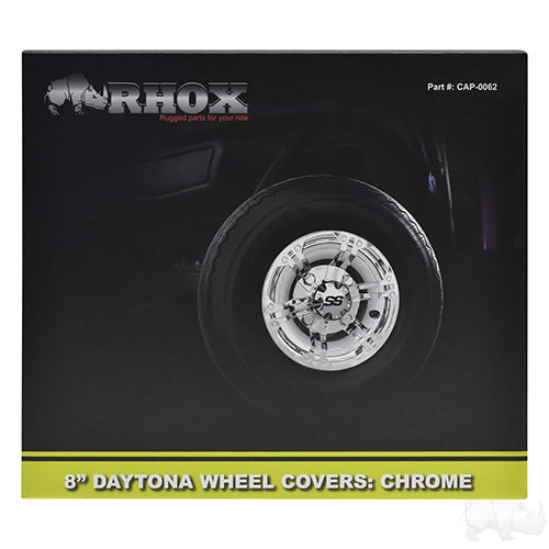 Golf Cart Wheel Cover - SET OF 4 - 8" Daytona Chrome