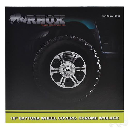Wheel Cover - SET OF 4 - 10" Daytona Chrome with Black