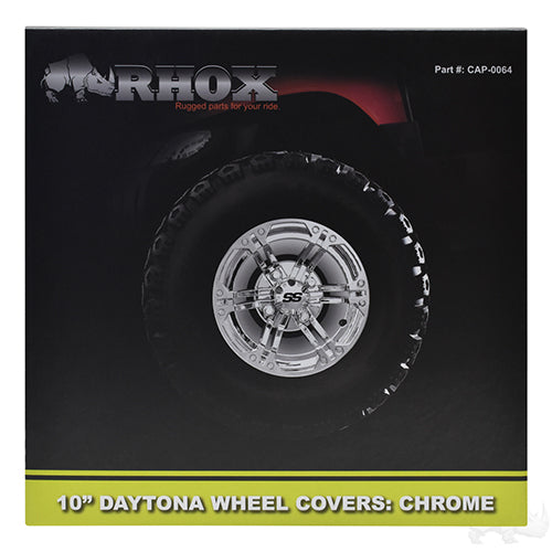 Golf Cart Wheel Cover - SET OF 4 - 10" Daytona Chrome