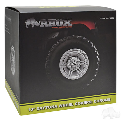Golf Cart Wheel Cover - SET OF 4 - 10" Daytona Chrome