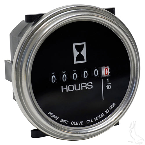 Golf Cart Hour Meter - Chrome - 10V-80V DC