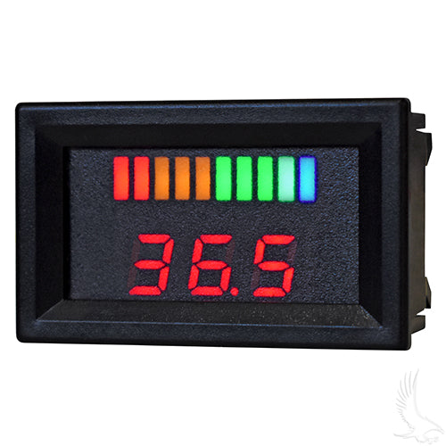 36 Volt Digital Voltage Display Golf Cart Charge Meter - Horizontal