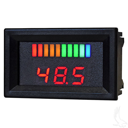 48 Volt Digital Voltage Display Golf Cart Charge Meter - Horizontal