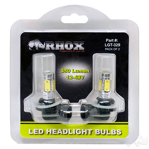 Golf Cart LED Headlight Bulbs, 12-48V, 350 Lumen, Pack of 2
