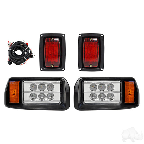 RHOX LED Factory Style Light Kit w/ Plug and Play Harness - Black - Club Car DS 93+ - 12-48V