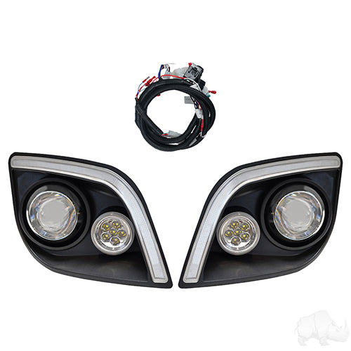 RHOX LED Head Lights w/ RGBW Accent Lights - EZGO Express Includes Retrofit Kit to OEM Harness