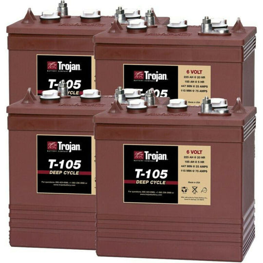 Trojan 6 Volt T-105 Scissor Lift/Floor Scrubber Batteries - (4 Pack, 24V)