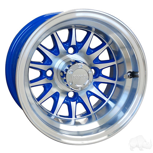 RHOX Phoenix -  Machined w/ Blue w/ Center Cap -  10x7 ET-15.5