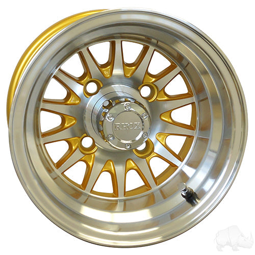 RHOX Phoenix -  Machined w/Gold w/ Center Cap -  10x7 ET-15.5